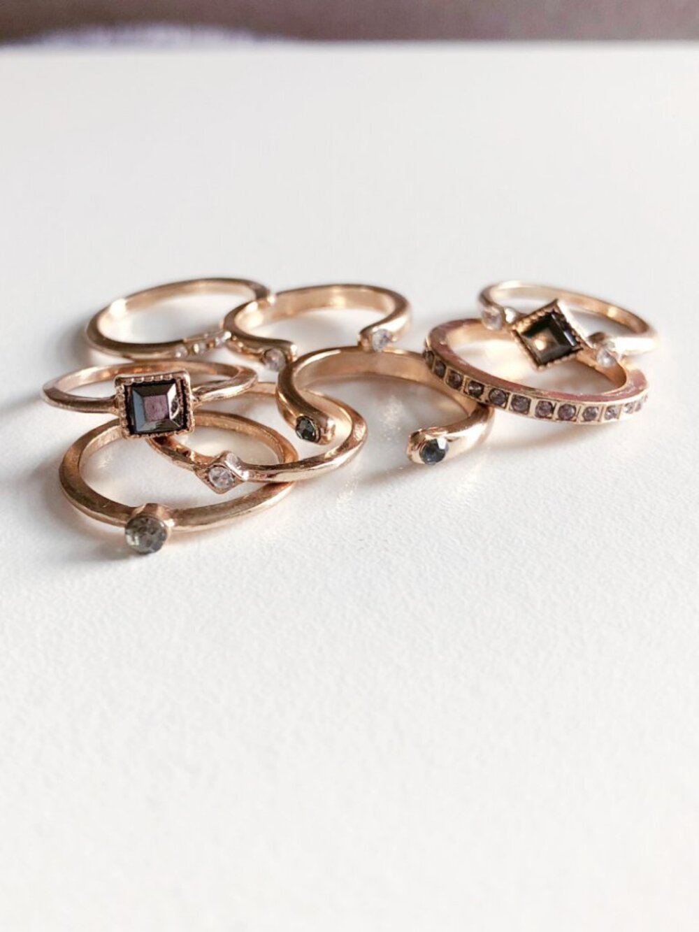 Retro Sparkling Sage 14kt Gold Plated Midi Rings